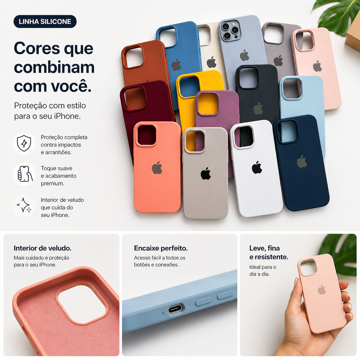 Case Silicone - iPhone 11 ao 17 Pro Max